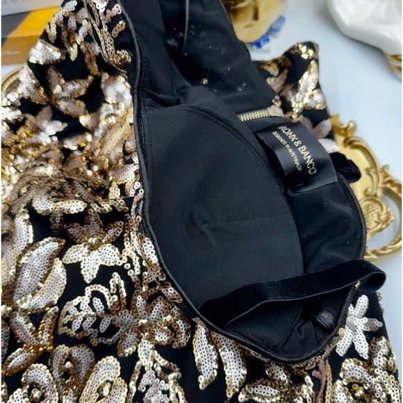 🆕 BRONX & BANCO 🧿 NWOT Louise Floral Sequin Midi Dress - Black & - Picture 13 of 17